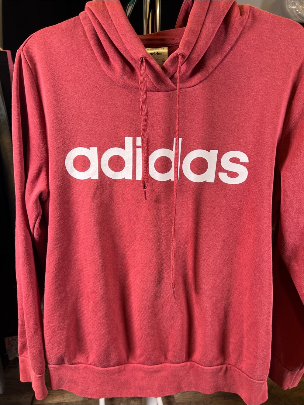 adidas Women's Cranberry Red Logo Pullover Hoodie